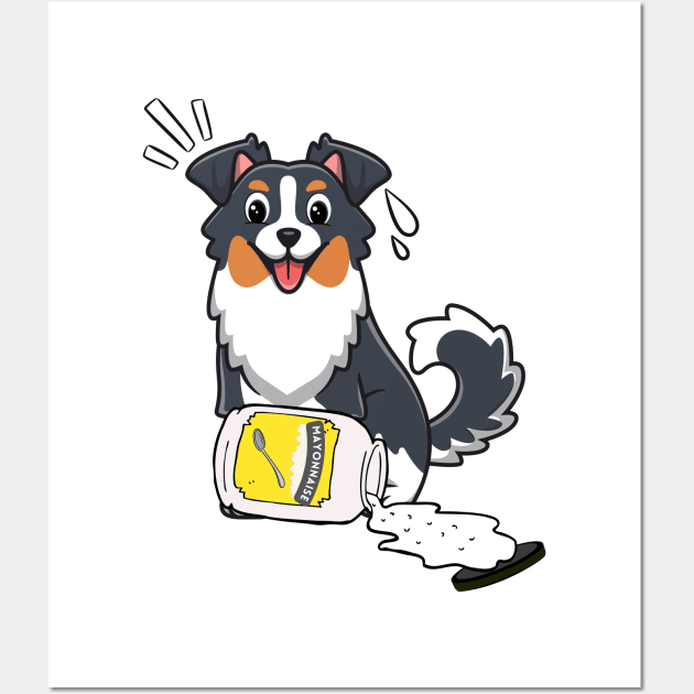 Funny Collie Dog spilled mayonnaise Wall Art by Pet Station